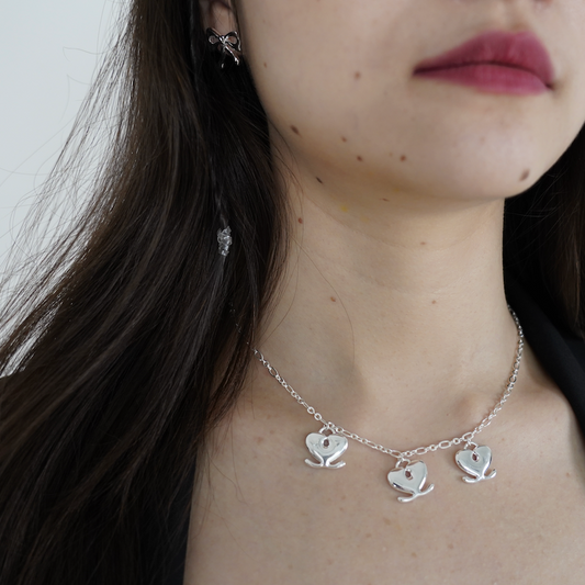 Slowly Trio Heart Charm Necklace